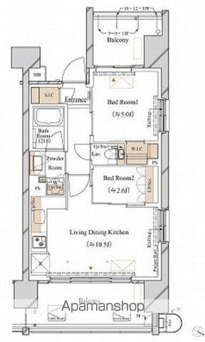 ブランシエスタ新丸子リバーフロ(2LDK/5階)の間取り写真