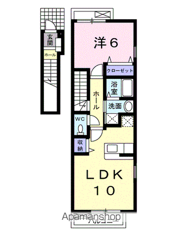 ボヌール・KA(1LDK/2階)の間取り写真