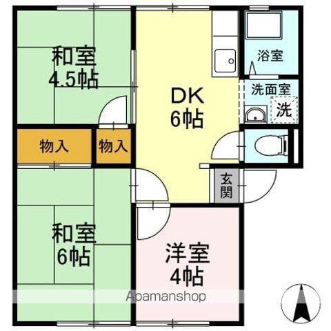 エレガンス西市E棟(3DK/1階)の間取り写真