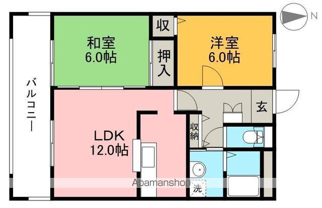 カーサ城山(2LDK/1階)の間取り写真