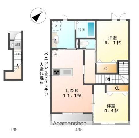 フィオーレⅡ(2LDK/2階)の間取り写真