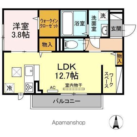 カトレアⅣ(1LDK/1階)の間取り写真