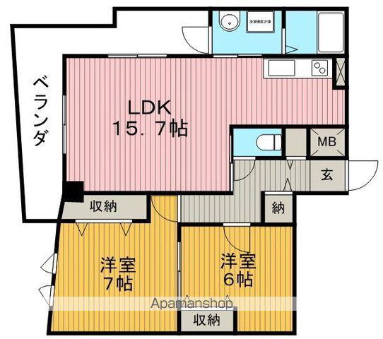 スローハスコート(2LDK/2階)の間取り写真