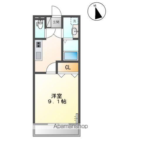 SHINE HILL(1K/1階)の間取り写真