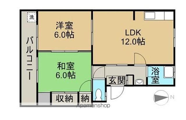 桜ヶ丘マンション(2LDK/2階)の間取り写真