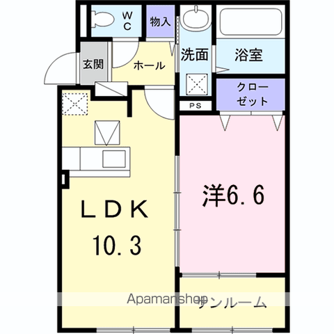 サン ルタン B(1LDK/1階)の間取り写真