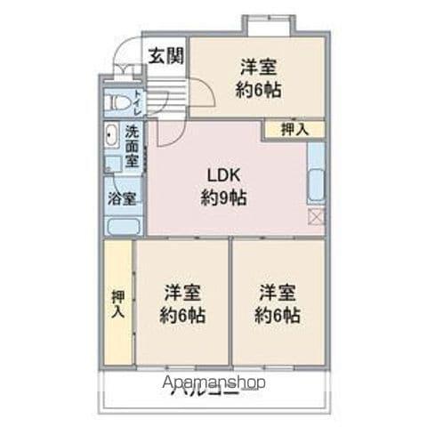メルローズ(3DK/3階)の間取り写真