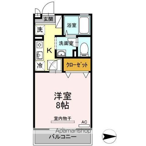 ベルシャトル B棟(1K/1階)の間取り写真