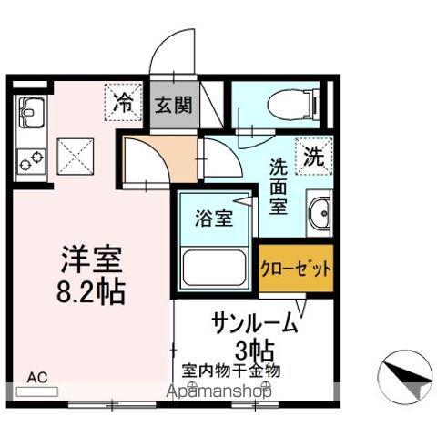 ボンヌ・シャンス中吉田(ワンルーム/1階)の間取り写真