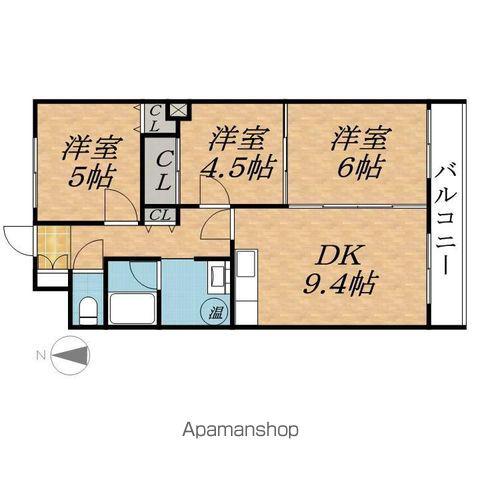 まるせん第三ハイム(3DK/3階)の間取り写真