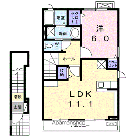 クレメント マタノ(1LDK/2階)の間取り写真