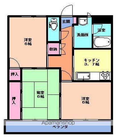 平泉ハイツ(3K/2階)の間取り写真
