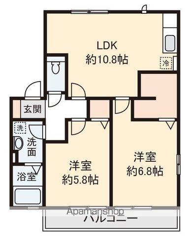 スカイピーク(2LDK/2階)の間取り写真