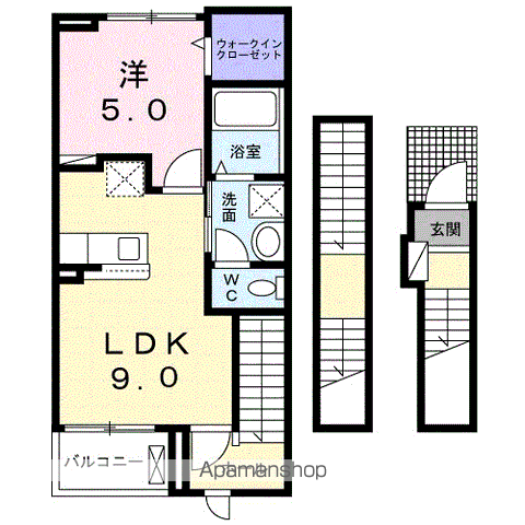 カメリアⅡ(1LDK/3階)の間取り写真