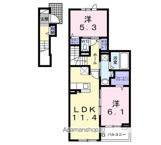 ヴィャルジ(2LDK/2階)の間取り写真