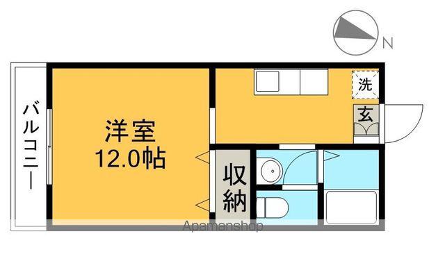 パークハイツ(ワンルーム/2階)の間取り写真