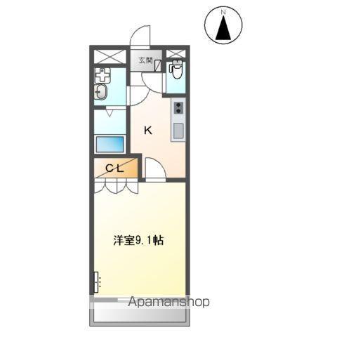 エスポアール郷(1K/1階)の間取り写真