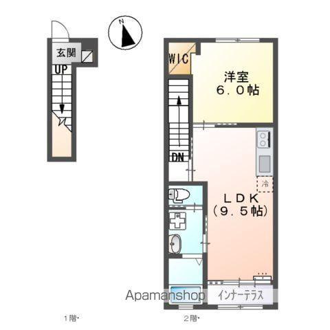 ブリスヒルズ坊金(1LDK/2階)の間取り写真