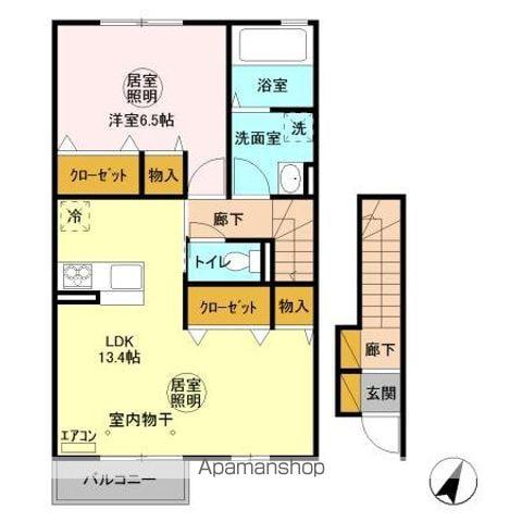 レイクビューみなみ(1LDK/2階)の間取り写真