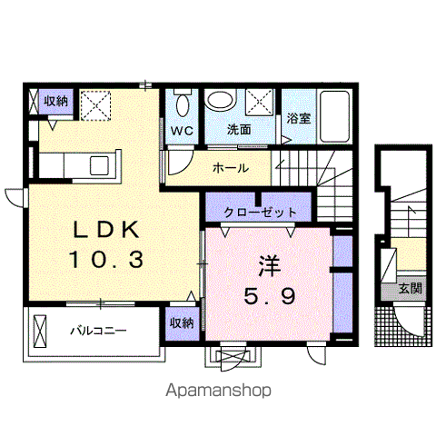 グラナーダ A(1LDK/2階)の間取り写真