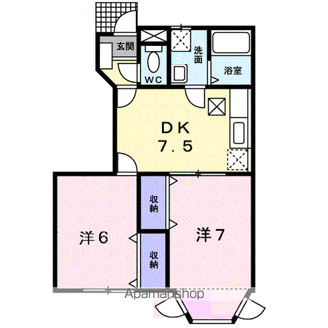 シャルマンⅡ(2DK/1階)の間取り写真