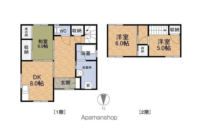 ハピラインふくい 福井駅(福井) 徒歩15分 2階建 築45年(3DK)の間取り写真
