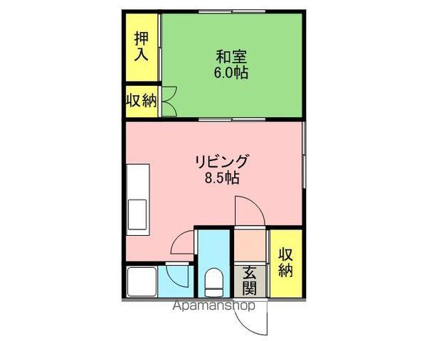 コーポみなと(1LDK/1階)の間取り写真