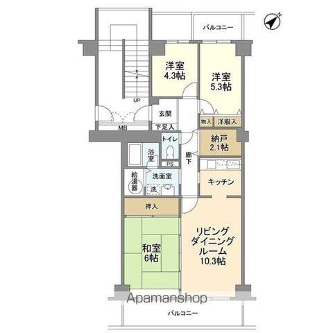 グランドメゾン守山(3LDK/14階)の間取り写真