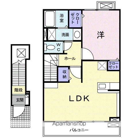 クリアネス(1LDK/2階)の間取り写真