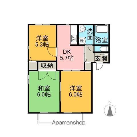 ファミールKⅠ(3DK/2階)の間取り写真