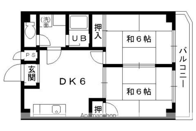 シャロム伏見(2DK/2階)の間取り写真