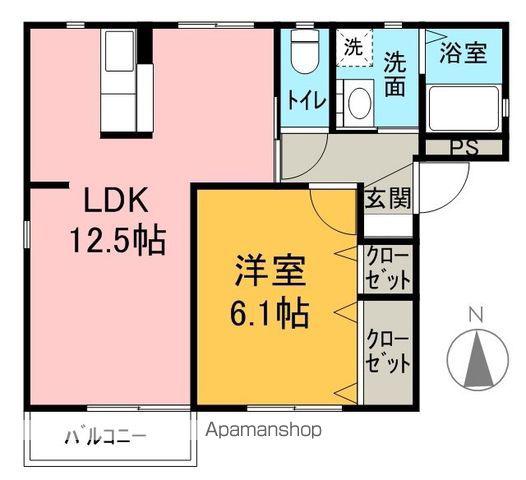 ウエストロードB(1LDK/2階)の間取り写真
