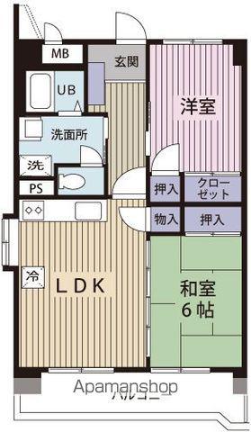 ブリュー豊国(2LDK/3階)の間取り写真