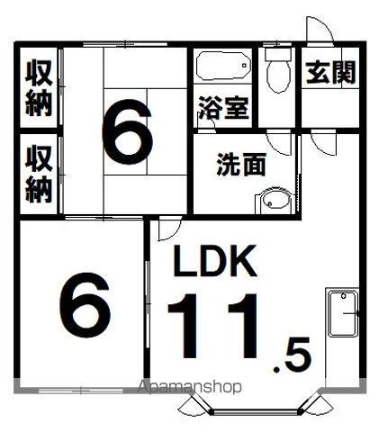 ヴェルデュール西町(2LDK/1階)の間取り写真