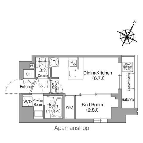 コンフォリア・リヴ新中野サウス(1DK/8階)の間取り写真