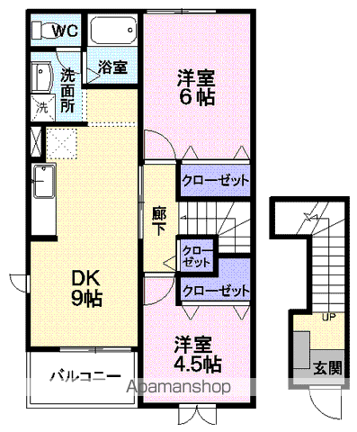 アスペンベールE(2DK/2階)の間取り写真
