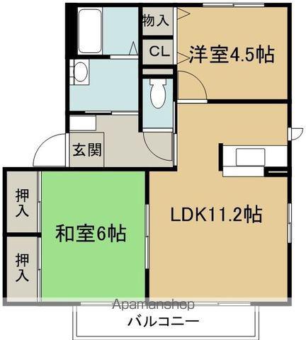 ルミエール稲垣A(2LDK/2階)の間取り写真