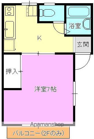 パレスハーバー(1K/2階)の間取り写真