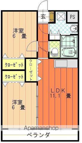 リバーサイドマンション(2LDK/2階)の間取り写真