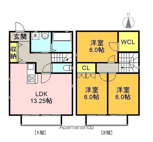 名鉄各務原線 高田橋駅 徒歩17分 2階建 築15年(3LDK)の間取り写真