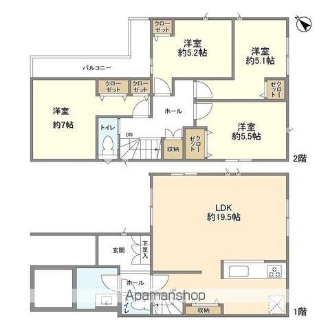 東武鉄道野田線 七里駅 徒歩12分 2階建 築1年(4LDK)の間取り写真