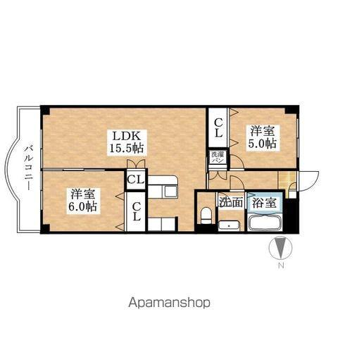 メゾンしかた(2LDK/3階)の間取り写真