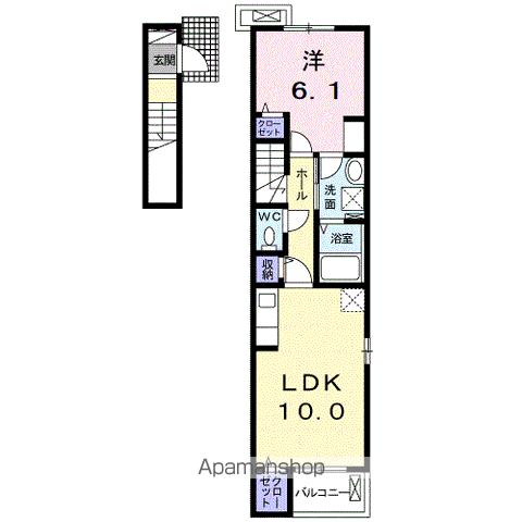 ラシュレ A(1LDK/2階)の間取り写真