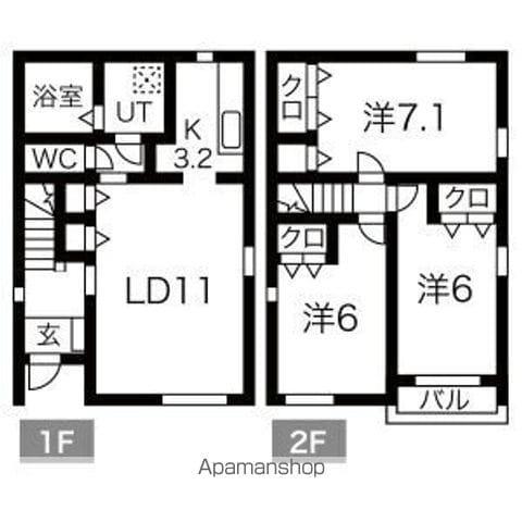 東北本線 東福島駅 徒歩1分 2階建 築2年(3LDK)の間取り写真