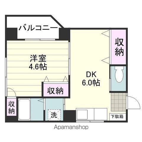 ソレイユ若葉(ワンルーム/3階)の間取り写真