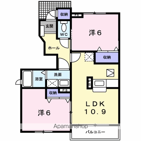 ミレニアムS Ⅰ(2LDK/1階)の間取り写真