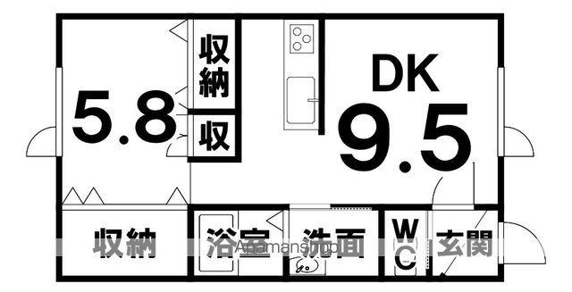 ワンダフル24(1LDK/1階)の間取り写真