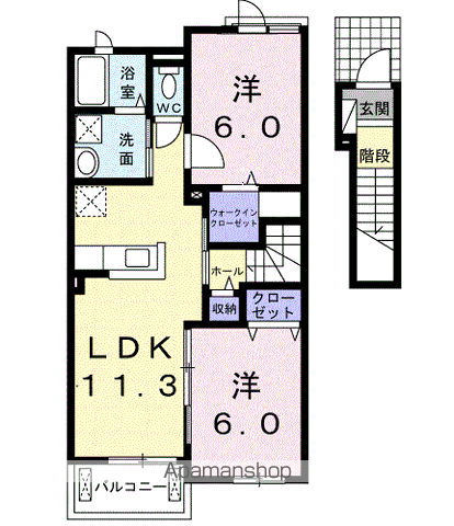 チェリーガーデンⅡ(2LDK/2階)の間取り写真