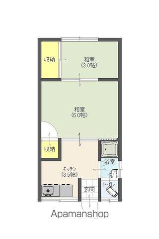 里上アパート 小松原(2K/1階)の間取り写真