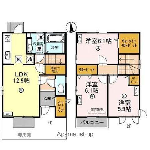 福井県福井市 2階建 築8年(3LDK)の間取り写真